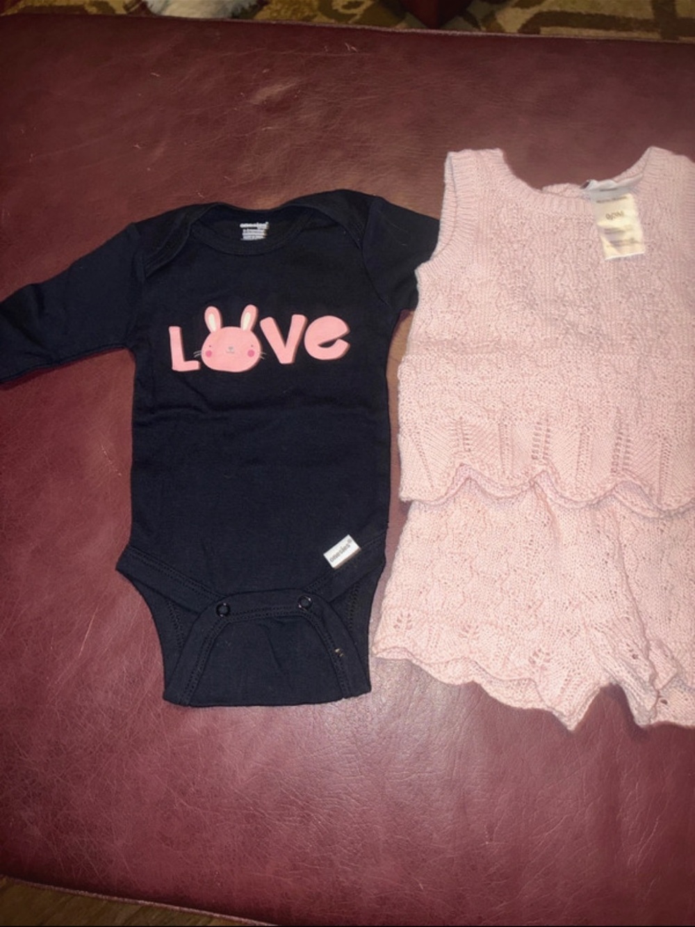 Baby One-Piece Bodysuit with Pink 'Love' Bunny Graphic